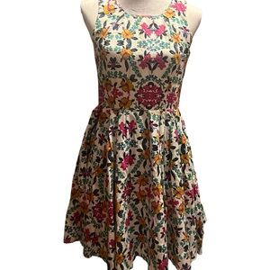 J. Taylor Sleeveless Floral Fit & Flare Mini Dress with cutout back & POCKETS